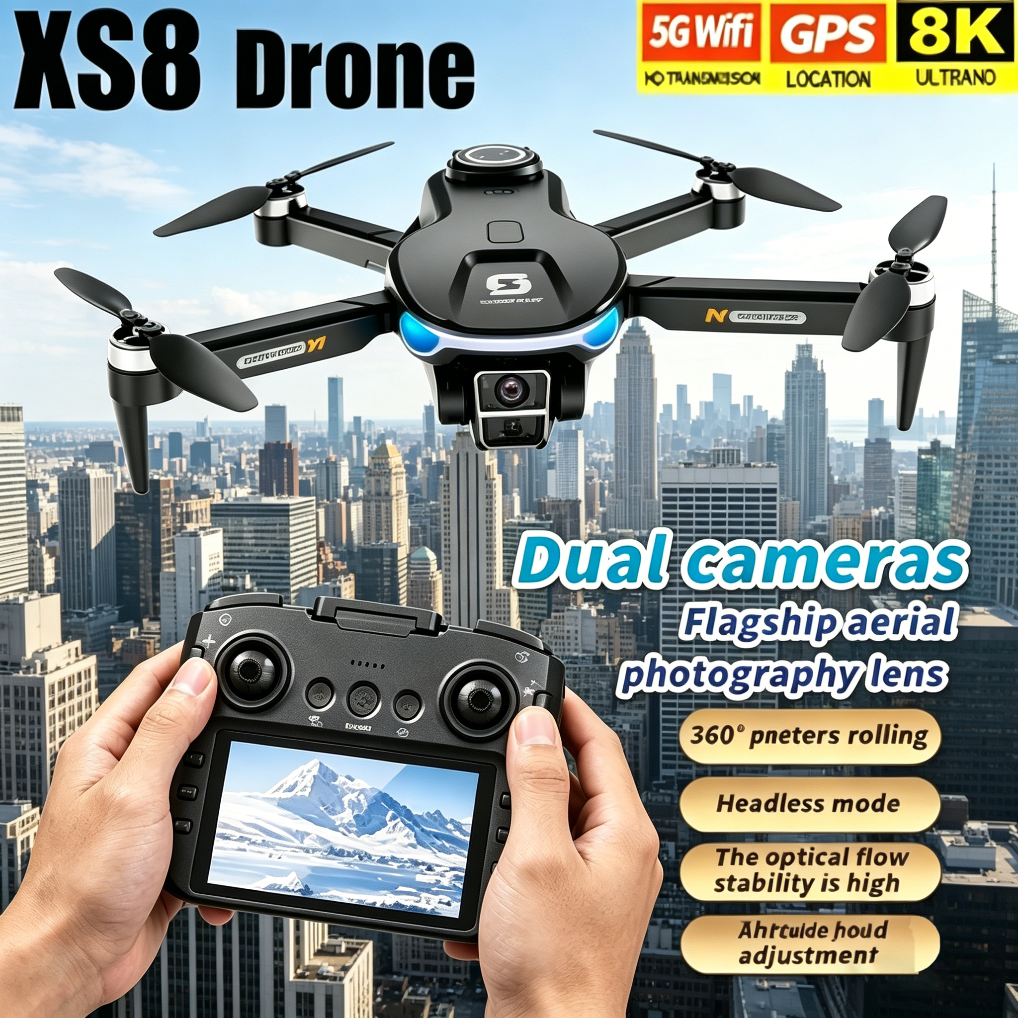 Drone Photogrammetry - HD 8K Professional GPS Drone with